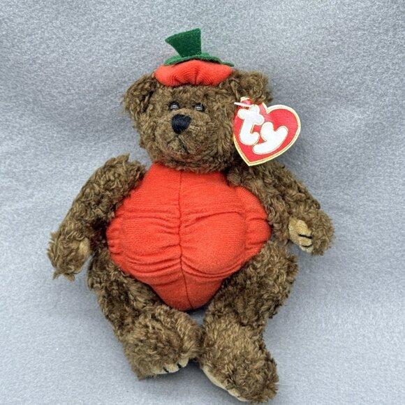 Ty Other - Peter Brown Bear Pumpkin Halloween Attic Treasures Plushie TY 1993 Posable 8"